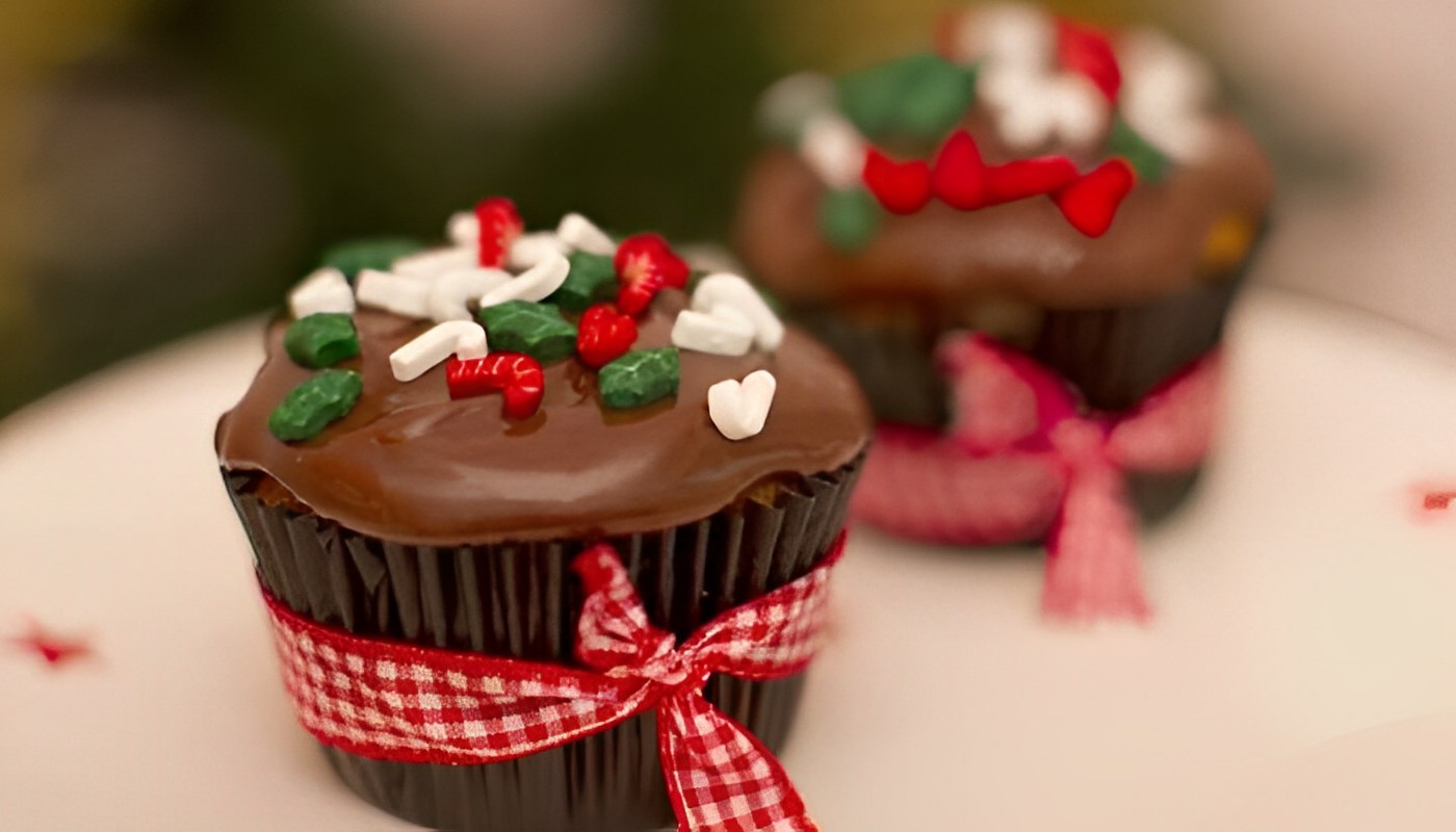 Receita de Cupcakes de Chocolate Natalinos