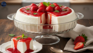 Receita de Manjar com Calda de Morango