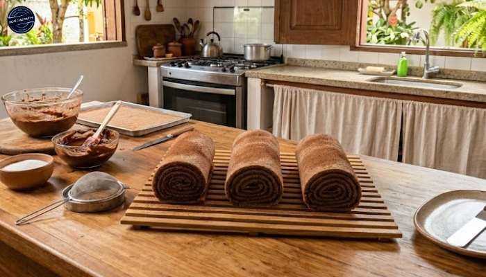 Receita de Bolo de Rolo de Chocolate