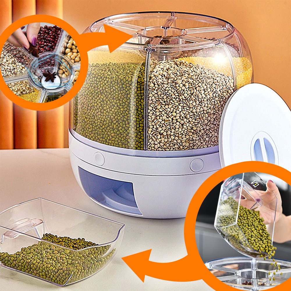 Dispenser Giratorio p Cereais Graos Alimentos c 6 Divisorias! Peça o seu JÁ!!!