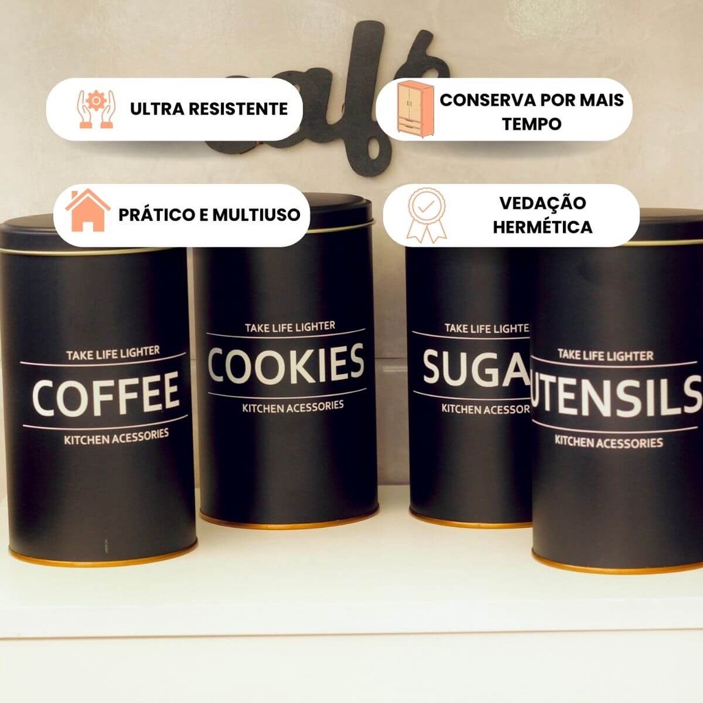 Pote De Mantimentos Cozinha Potes Herméticos Vedação Luxo