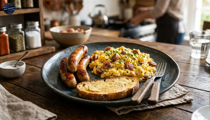 Receita de Ovos Mexidos com Salsichas
